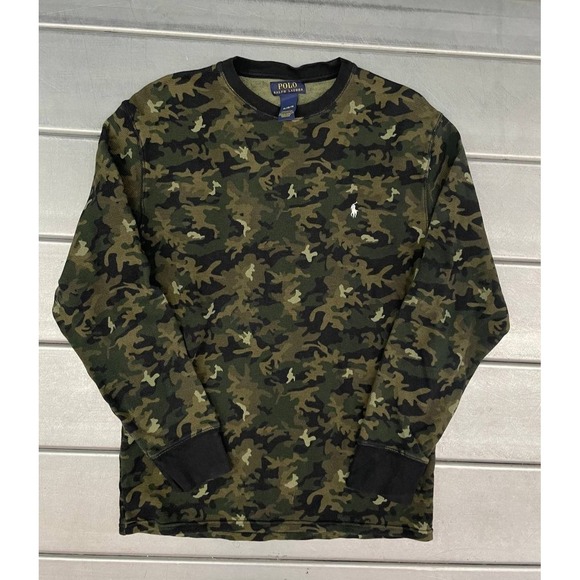 Polo Ralph Lauren Long Sleeve Thermal Kids XL Camo Waffle Knit Shirt - Picture 1 of 8